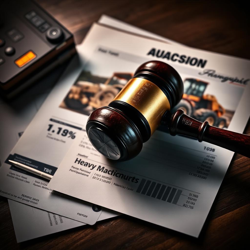 Auctioneer's gavel resting on financial documents